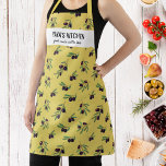 Olive Branch, Restaurant Chef Cook's Custom Name Apron<br><div class="desc">Fun apron featuring a pattern of hand drawn olive branches and two lines of custom text. Add a person's name, your mum's or grandma's name, a restaurant name, cafe or shop name or delete the text and rectangle and just use the pattern. Perfect for Greek and Italian restaurants, budding chefs,...</div>