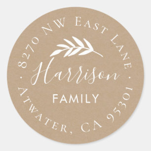 Olive Branch Round Return Address Label