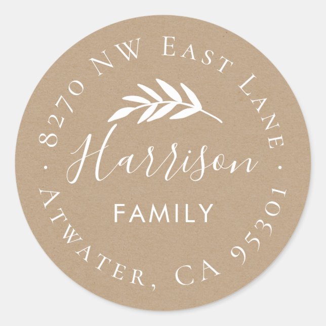 Olive Branch Round Return Address Label (Front)