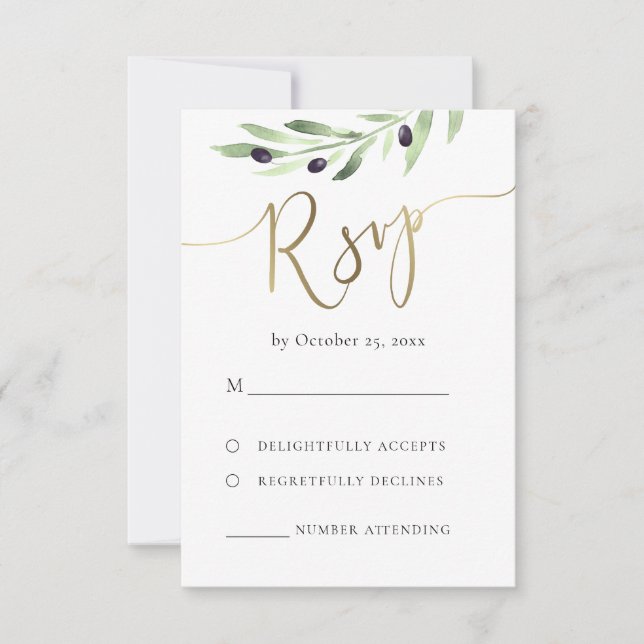 olive branch RSVP wedding (Front)