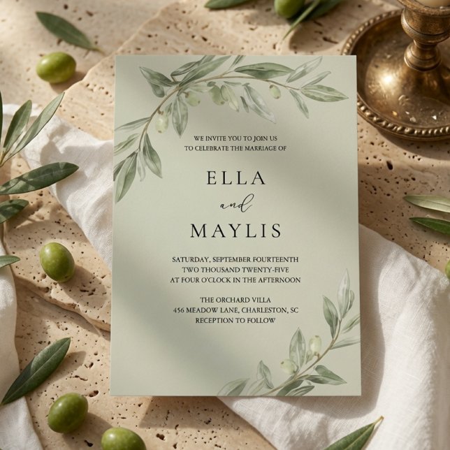 Olive Branch Sage Green Botanical Invitation (Creator Uploaded)
