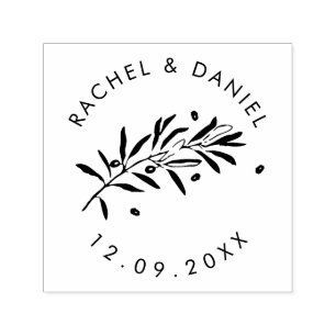Olive Branch Save The Date Announcement Self-inking Stamp