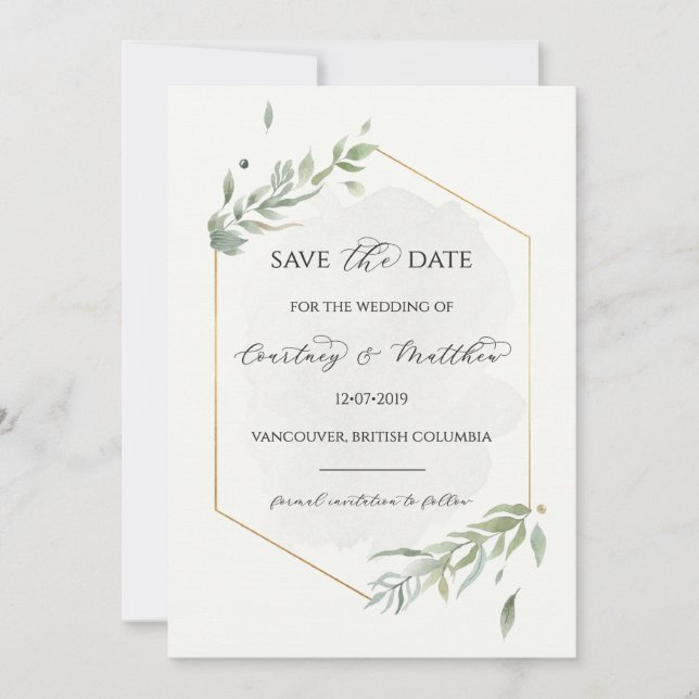 Olive Branch Save the Date Card (Front)