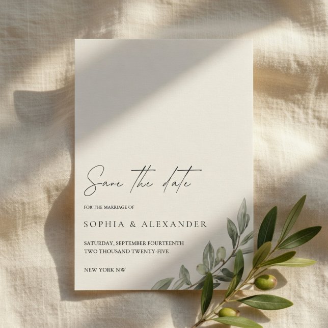 Olive Branch Save the Date Card | Elegant Greenery (Creator Uploaded)