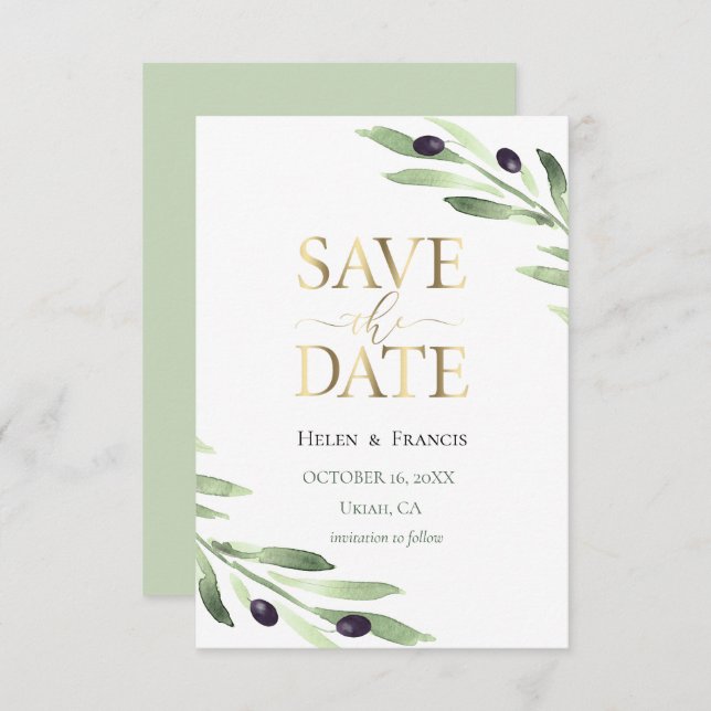 olive branch | save the date invitation (Front/Back)