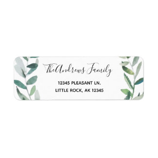 Olive Branch Watercolor Custom Return Address
