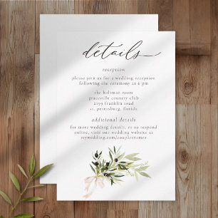 Olive Branch Watercolor Elegant Minimalist Wedding Enclosure Card