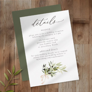 Olive Branch Watercolor Elegant Minimalist Wedding Enclosure Card