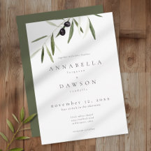 Olive Branch Watercolor Elegant Minimalist Wedding