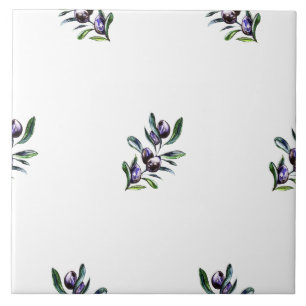 Olive Branch Watercolor Pattern Tile