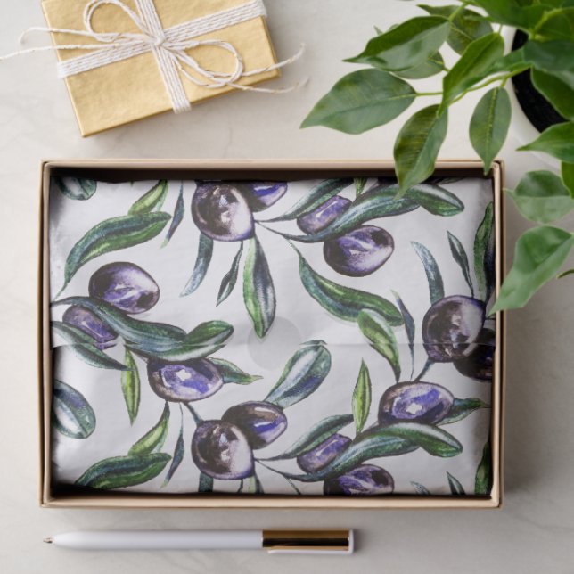 Olive Branch Watercolor Pattern  Tissue Paper (Gift)