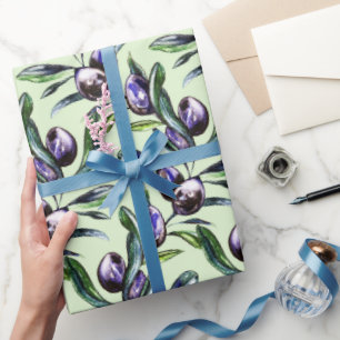 Olive Branch Watercolor Pattern Wrapping Paper