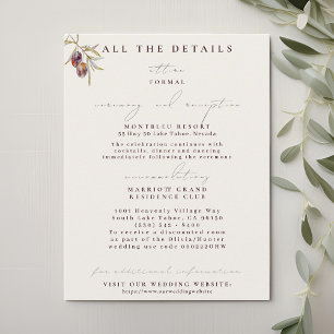 Olive Branch Wedding Details Enclosure Cards