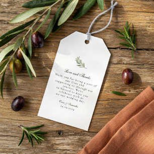 Olive Branch Wedding Favor Tag Minimal Elegant
