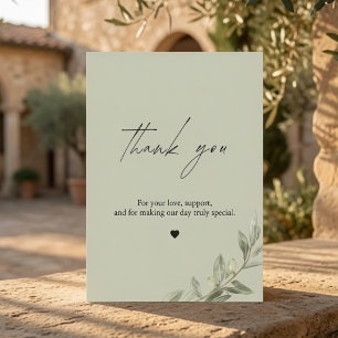 Olive Branch Wedding Green Elegant Sage Thank You Card