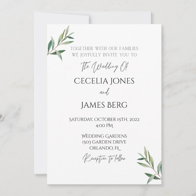 Olive Branch Wedding Invitation (Front)