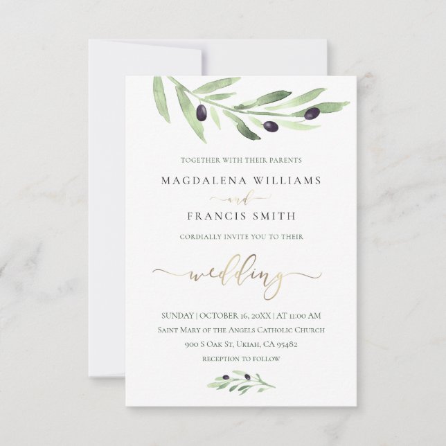 olive branch wedding invitation (Front)