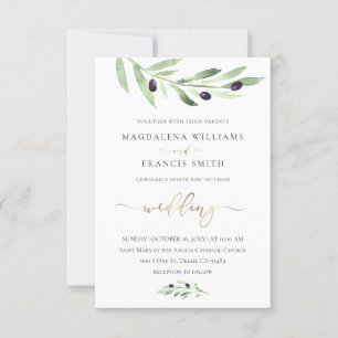 olive branch wedding invitation