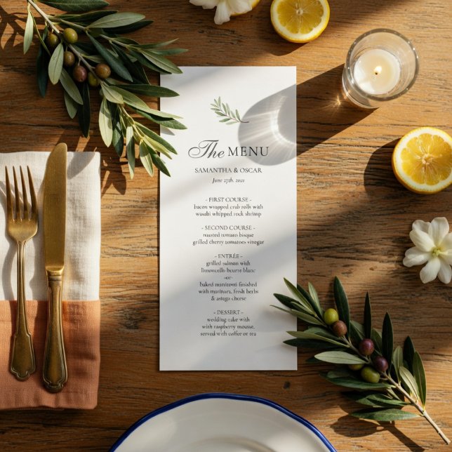 Olive Branch Wedding Menu Card | Minimal Elegant  (Creator Uploaded)