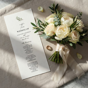 Olive Branch Wedding Program   Minimal  Menu