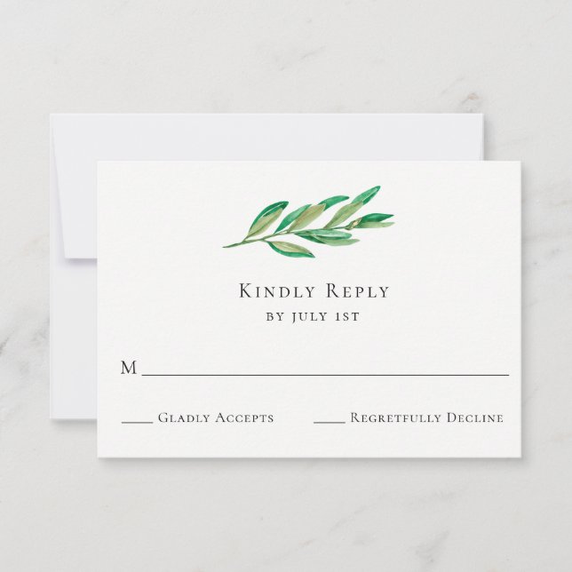 Olive Branch Wedding RSVP Card (Front)