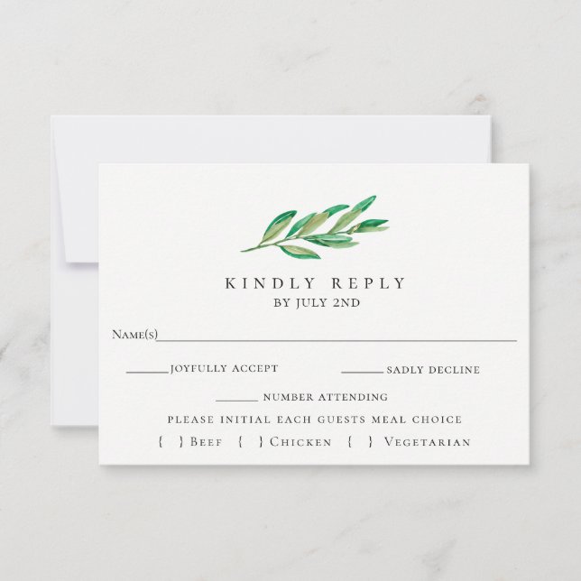 Olive Branch Wedding RSVP Card (Front)