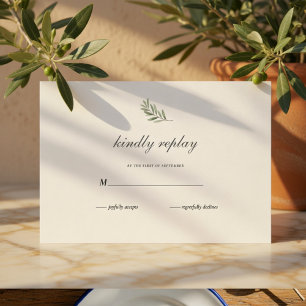 Olive Branch Wedding RSVP Card Minimal Elegant