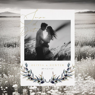 Olive Branch Wedding Save the Date Black and White