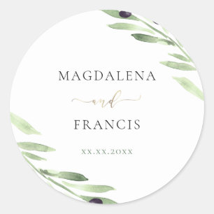 olive branch wedding square sticker