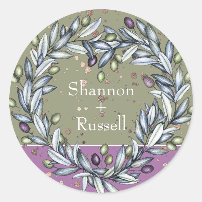 Olive Branch Wedding Sticker (Front)