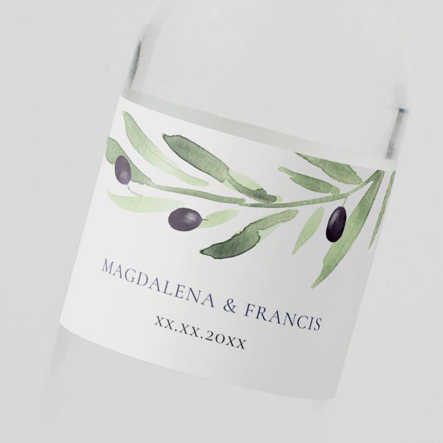 olive branch wedding water bottle label (Creator Uploaded)
