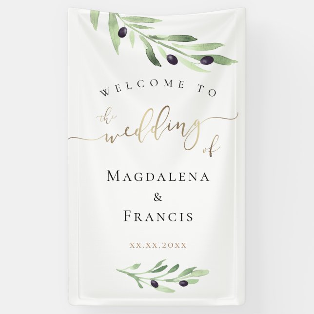 olive branch wedding welcome sign (Vertical)