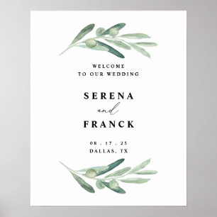 Olive Branch Wedding Welcome Sign, Wedding Poster