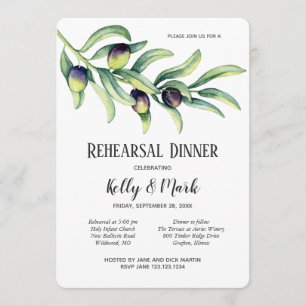 Olive Branch Winery Rehearsal Dinner Invitation