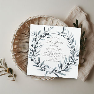 Olive Branch Wreath Gender Neutral Baby Shower Invitation
