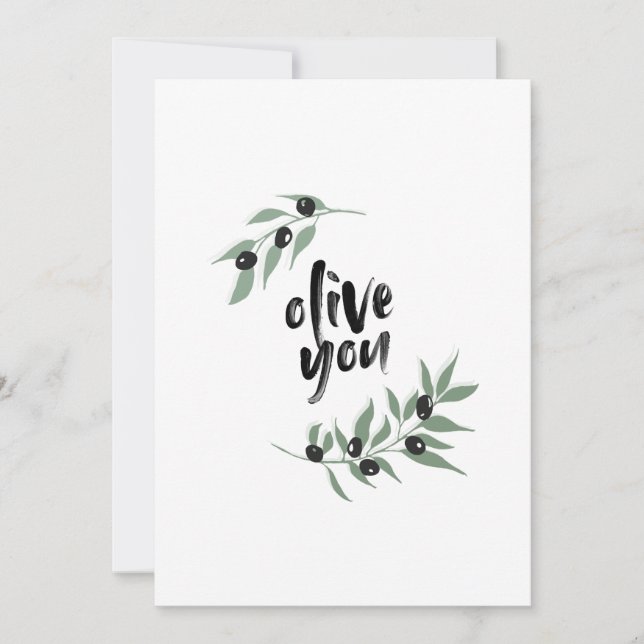 Olive branch wreath olive you | i love you card (Front)