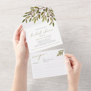 Olive Branches Bridal Shower Recipe Card Tear off