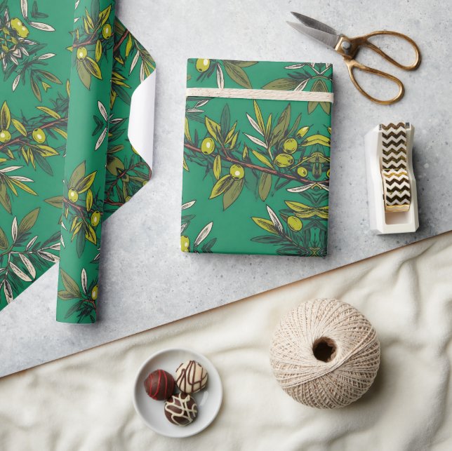 Olive branches Free Palestine floral & botanicals  Wrapping Paper (Crafts)