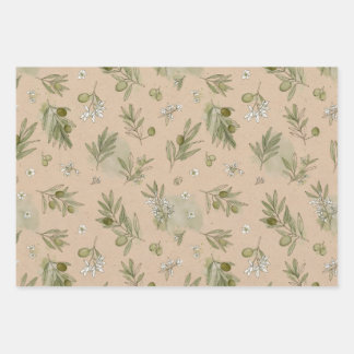 Olive Branches Kraft Eco Botanical Wrapping Paper