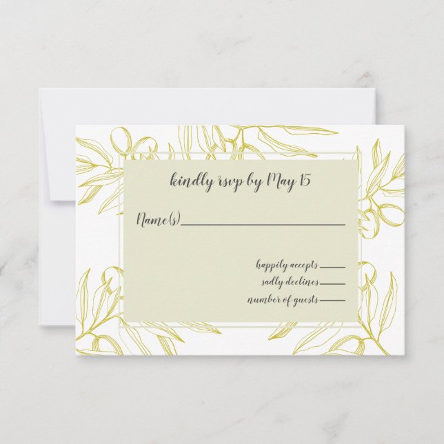 Olive Branches  Nature Greenery Botanical Wedding RSVP Card (Front)