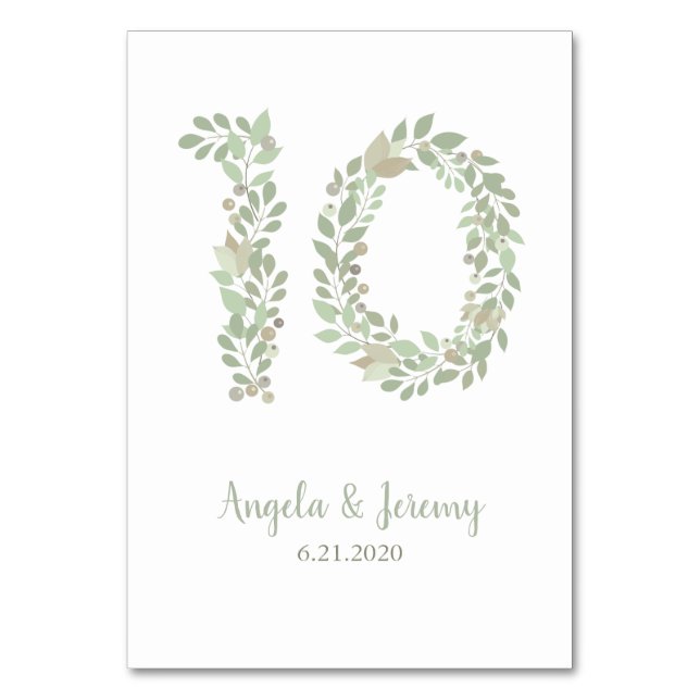 Olive Branches Number 10 Table Number (Front)