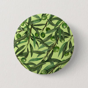 Olive branches on honeydew green 6 cm round badge