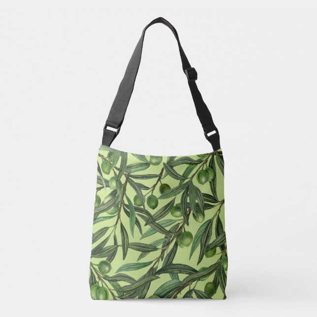 Olive branches on honeydew green crossbody bag (Front)