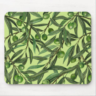 Olive branches on honeydew green mouse mat