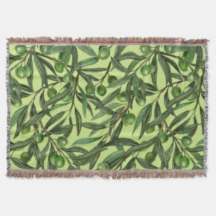 Olive branches on honeydew green throw blanket