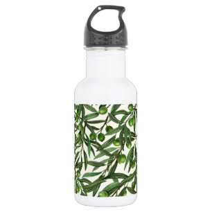 Olive branches on off white 532 ml water bottle