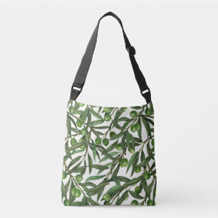 Olive branches on off white crossbody bag