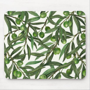 Olive branches on off white mouse mat