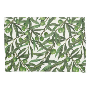 Olive branches on off white pillowcase