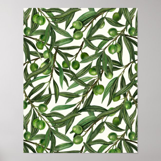 Olive branches on off white poster (Front)